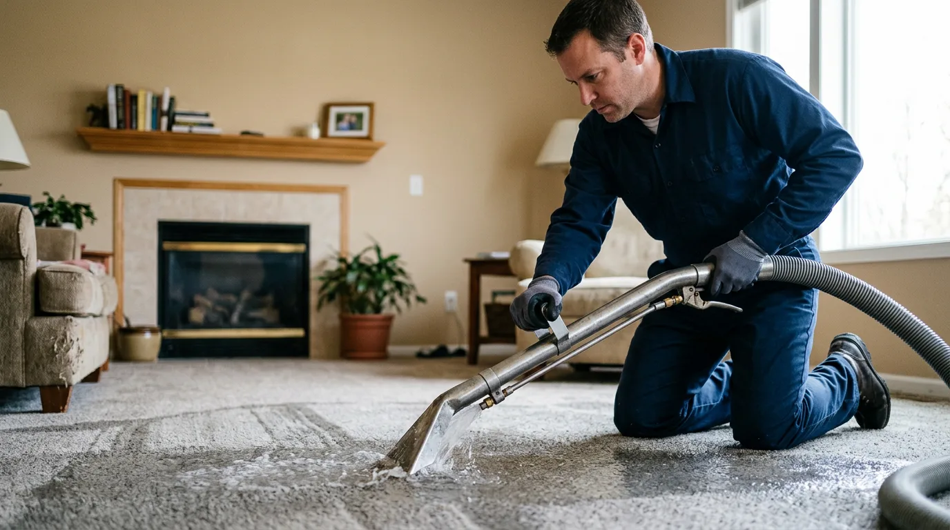 Water damage restoration technician working near Bolingbrook, IL